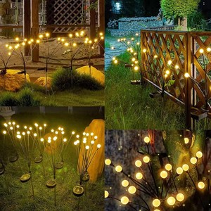 Nouvelles lampes solaires décoratives de jardin en acier inoxydable imperméables IP55 à 6 LED colorées, design moderne, multifonctionnelles, type luciole - Product Image 3