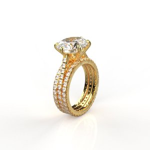 Anillo Solitario de Plata de Ley con 3.80 Quilates &amp;   Anillos Apilables de Eternidad - Product Image 2