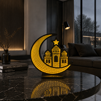 Lampe tunnel LED TSINYE Ramadan Mubarak, croissant de lune et mosquée, veilleuse pour la décoration du Ramadan, décoration de table à la maison