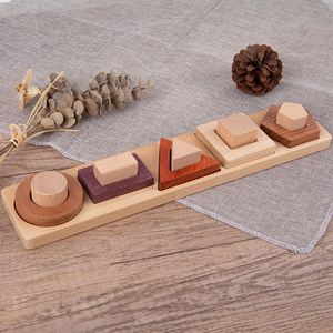 Safe Natural Solid Wood Stacker Stacking <b>Building</b> <b>Blocks</b> Wooden Baby Shape Sorter Toy - Product Image 2