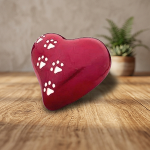 Red Heart Pet Urn Metal <b>Keepsake</b> Cremation <b>Ashes</b> Memorial Container Custom Design - Indian Home Crafts - Product Image 1