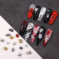 10 pièces Halloween gothique Punk ongles mixte or argent araignée crâne tête ongles breloques strass alliage pour manucure accessoires