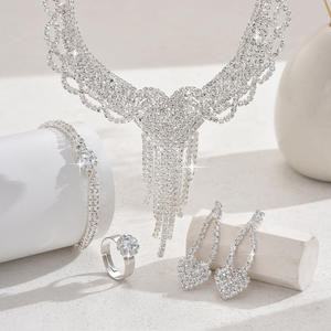 5-Piece Romantic Alloy Zircon Tassel Women's Bridal Jewelry <b>Set</b> with Banquet Style Design - Product Image 2