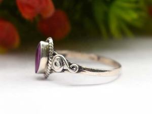 Anillo Hecho a Mano de Plata de Ley 925 con Calcedonia Rosa Intenso Natural en Forma de Marquesa, Ligero, para Mujer - Product Image 6