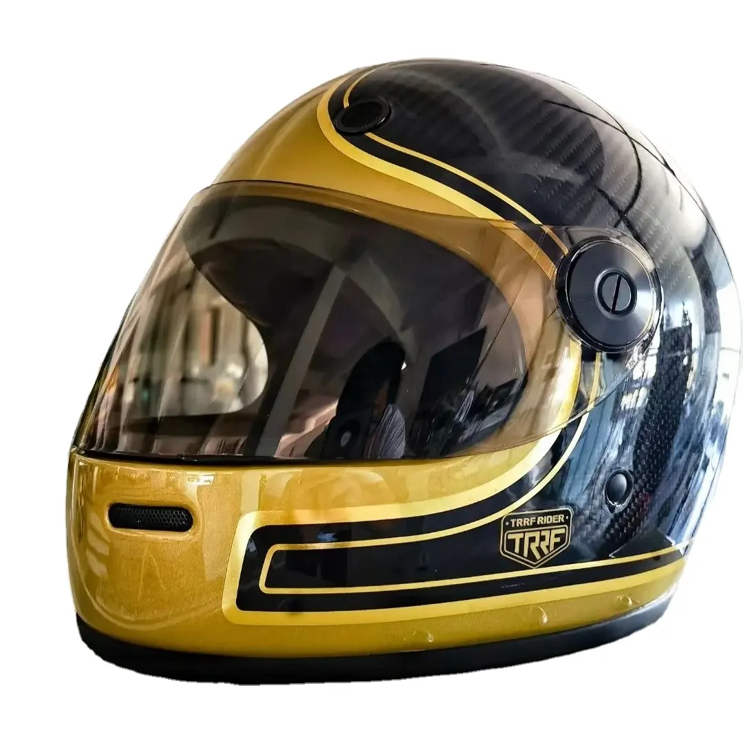 2024TRRF 이탈리아 브랜드 레트로 오토바이 탄소 섬유 헬멧, 기관차, 페달, 레트로 풀 커버리지 헬멧