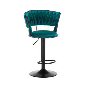 <span class=keywords><strong>Taburete</strong></span> giratorio de patas doradas de terciopelo gris oscuro de hierro de metal industrial para exterior, salón exclusivo de cocina moderna para el hogar, silla giratoria de bar - Product Image 3