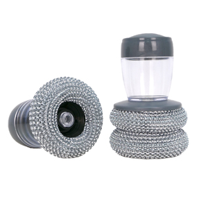 Premium Soap Dispensing Washing <strong>Brush</strong> With Integrated Detergent Dispenser Steel Dish Scrubber Metal Sponge Kitchen For Household - Product Image 2