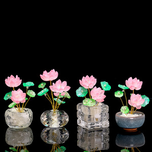 แจกันแก้วประดับดอกบัวคริสตัล ของตกแต่งบ้าน ของขวัญสำหรับโต๊ะทำงาน - Product Image 1