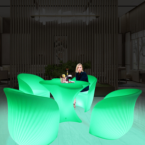 Illuminated Rustic Bar <strong>Table</strong> and Chairs Waterproof Plastic Furniture for Outdoor Parties for Home Bars Hotels Supermarkets - Product Image 4