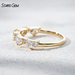 StarsGem 18K Solid Gold Vintage Rhodium Plated 1.08CTW E VS Lab Grown Diamond Half <b>Moon</b> Cut Wedding Band Stackable <b>Ring</b> for Gift - Product Image 5