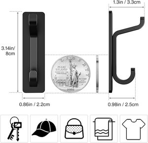 Gancho de Pared Autoadhesivo de Acero Inoxidable Resistente, Simple y Duradero, 8*8*8cm, Sin Necesidad de Taladrar, para Abrigos, Batas y Toallas - Product Image 3