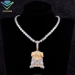 Pendentif en forme de Jésus serti de diamants, en argent 925 avec moissanite, bijoux de mode hip-hop personnalisés pour collier, vente en gros - Product Image 2