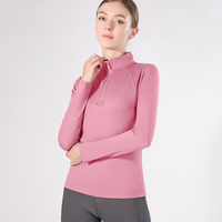Haut d'équitation blanc élégant avec logo personnalisé, nouvelle arrivée, en Spandex et Nylon, fermeture éclair en résine, anti-boulochage, vêtements pour cavalier
