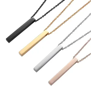 Wholesale Custom Personalized Stainless Steel Jewellery 18k Gold Plated Bar Necklace For Women Men