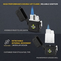Doppel-Jetflammen-Taschenfeuerzeug Nachfüllbar Butan Winddicht IP56 Wasserdicht Outdoor Camping Individuelles Logo Lasergravur OEM Großhandel