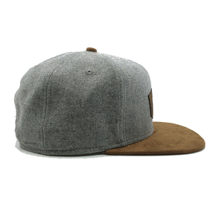 Chapeaux Snapback avec logo en cuir marron personnalisé <span class=keywords><strong>Casquette</strong></span> originale en <span class=keywords><strong>laine</strong></span> acrylique pour <span class=keywords><strong>homme</strong></span> - Product Image 3