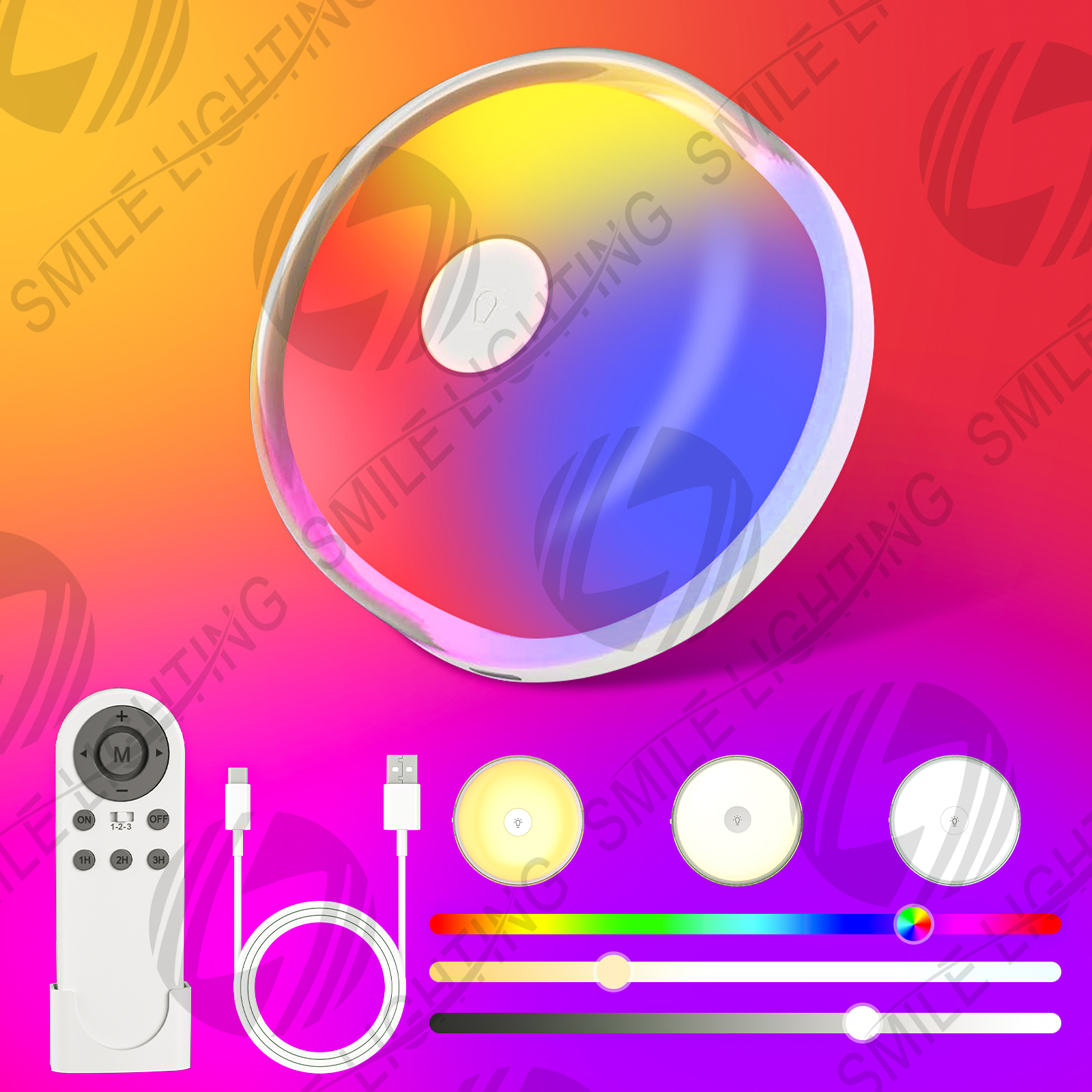 Новая Мода RGB круглый светодиодный светильник для шкафа магнитное крепление с сенсорным переключателем пульт дистанционного управления ночник для кухни спальни шкаф