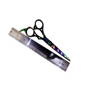 Ensemble de ciseaux à cheveux professionnels ASAP Salon Quality Rainbow Finish en acier inoxydable à long manche pour droitiers, ciseaux de barbier multicolores - Product Image 1