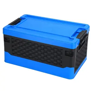 Factory Collapsible Storage Bin With Lid Outdoor Plastic Folding Storage Box Container Multifunctional For Camping