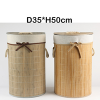 Panier à linge pliable en bambou personnalisable de Royaumann avec poignées et couvercle pour vêtements, jouets et rangement à la maison