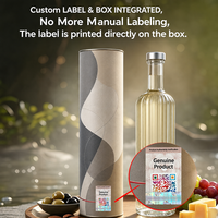 Boîte à vin en tube de papier de luxe avec kit d'étiquettes QR assorties, coffret cadeau rond pour une bouteille, logo OEM personnalisé