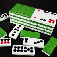 Jeu de dominos chinois (Tuiles Pai Gow) 32 pièces |   Jeu chinois classique pour la famille et les fêtes |   Points rouges/noirs, dos vert antidérapant