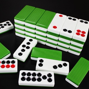 Jeu de dominos chinois (Tuiles Pai Gow) 32 pièces |   Jeu chinois classique pour la famille et les fêtes |   Points rouges/noirs, dos vert antidérapant - Product Image 2