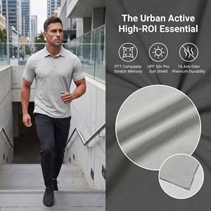 Polo pour homme UPF <span class=keywords><strong>50</strong></span>+ avec technologie rafraîchissante, séchage rapide, respirant, manches courtes, décontracté, avec finition anti-odeur - Product Image 2