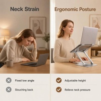 Nouveau support pour ordinateur portable modèle privé 360 °   Support d'ordinateur portable ergonomique pliable et rotatif à hauteur réglable pour soulager la pression du cou