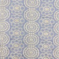 Tissu en coton brodé de fleurs bleues tissé pour vêtements