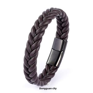 स्टेनलेस स्टील चुंबकीय बकल थोक फैशन आकर्षण ब्रेसलेट यूरोपीय अमेरिकी चमड़े की रस्सी - Product Image 5
