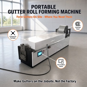 Petite machine portable de fabrication de gouttières d'eau de pluie, profil de bord roulé de type K, ligne de drainage de toiture en acier galvanisé - Product Image 1