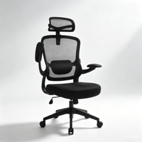 Chaise de bureau ergonomique moderne en maille noire, réglable en hauteur, avec coussin épais pour salle de conférence et salle d'étude