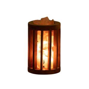 Lámpara de Sal del Himalaya con Diseño de Cesta de Madera Estilo Pirámide, Luz de Cristal de Roca Rosa, Lámpara Decorativa de Bienestar en Venta - Product Image 2