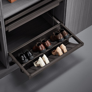 Cooper Panel <b>Shoe</b> Rack Pull Out <b>Drawer</b> Type With Buffer Damping <b>Storage</b> Wardrobe Undercounter Aluminum Alloy Modern Minimalist - Product Image 2