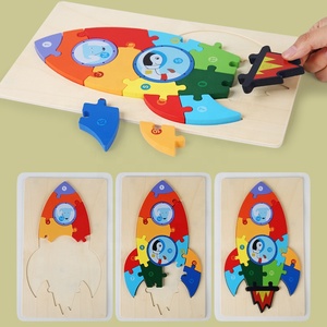 Jouet éducatif en bois, puzzles à assembler avec des chevilles, planche de puzzle sur le thème des animaux, reconnaissance des couleurs, cadeau pour enfants - Product Image 2