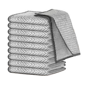 20 * 20cmワイヤーディッシュ洗浄ラグ非スクラッチワイヤースクラバー食器キッチンディッシュタオル二層ワイヤークリーニング布 - Product Image 1