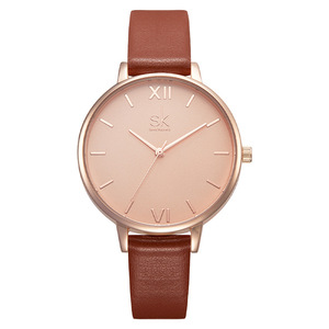 Reloj de cuarzo elegante y sencillo para mujer, esfera con patrón de mármol, correa de cuero, diseño minimalista, informal, con manecillas únicas - Product Image 1