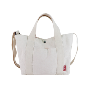Sac fourre-tout en toile de coton de taille moyenne avec fermeture à bouton, poignée longue, sac de shopping pour usage quotidien - Product Image 1