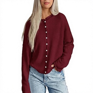 Cardigan en tricot uni à manches longues avec fermeture boutonnée, pull d'automne coupe classique pour hommes - Product Image 1