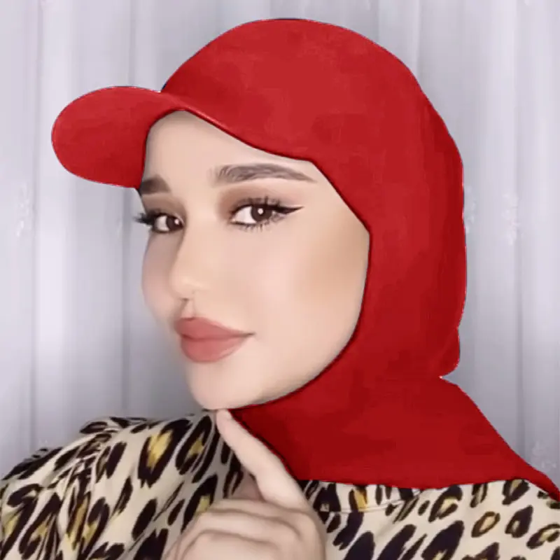 2022 moda bayan düz hicap spor şapkaları setleri yeni moda İslam müslüman kadınlar anında uzun şifon başörtüsü ile beyzbol kapaklar