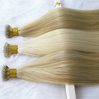 Extensiones de Cabello Ruso Virgen Remy de Alta Calidad para Mujeres, Extensiones de Cabello Humano con Punta Nano Personalizadas para Salón