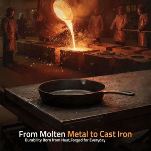 Professional 3-Piece Cast Iron Skillet Set (6/8/10 Inch) - Pre-Seasoned Oven Safe Frying <strong>Pan</strong> with Heat Resistant Handle - Product Image 4