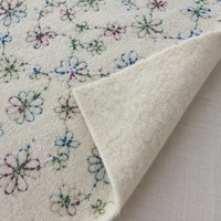 Tissu tricoté multicolore à broderie florale Ditsy, base 100% polyester, avec petites fleurs brodées dispersées, pour sac textile