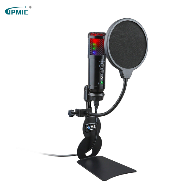 USB Microphone Plug and Play Gaming Mic for PC Mac PS4/5 Podcast Mics with RGB Mute Monitor Noise Reduction Wired Mikrophone
