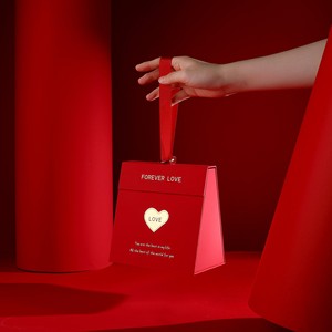 Forever Love Red <b>Book</b> Shaped Watch <b>Box</b> With Satin Lining And Ribbon High End Rigid Gift Packaging For Jewelry And Watches - Product Image 3