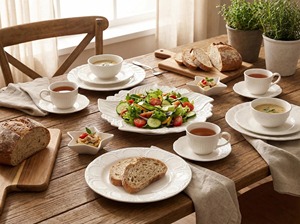 Liquidation d'usine : Service de table en céramique blanche pure avec dentelle gaufrée, comprenant <span class=keywords><strong>assiettes</strong></span>, bols et tasses, vente mixte par carton. - Product Image 3