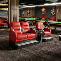 S.Q.F Sofá de Madera para Mesa de Billar, Silla de Billar, Soporte para Tacos, Sofá Reclinable de Cuero de 2/3 Plazas, Muebles Modernos para Sala de Juegos, Salón de Snooker
