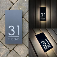 Plaque de maison LED lumineuse personnalisée, numéro de maison LED moderne, plaque d'adresse verticale rétroéclairée