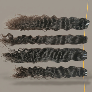 Extensiones de cabello humano natural virgen para mujer joven cruda proveedor de paquetes ondulados cabello humano color negro fabricación camboyana templo - Product Image 1
